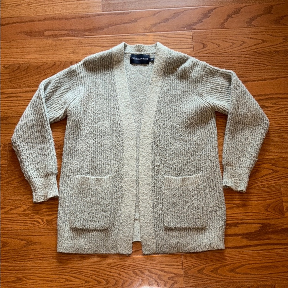 Cozy Gray Cardigan Sweater by Calvin Klein Jeans, Size Small